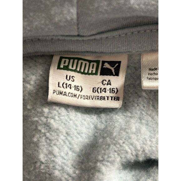 PUMA Womens Light Blue Hooded Zip Up Sweatshirt Pockets Large - Picture 3 of 6